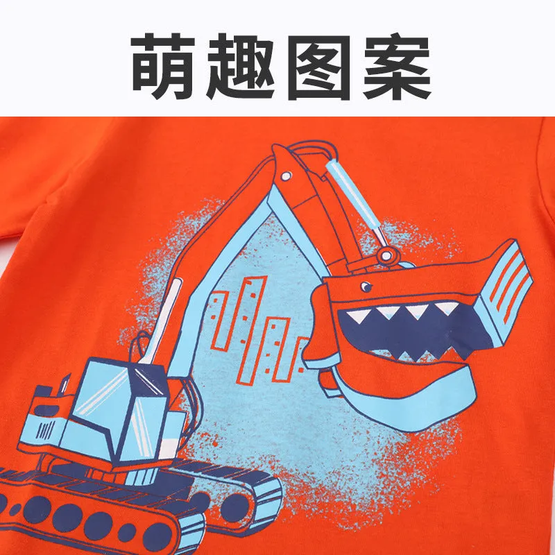 Boys’ Cartoon Cotton T-Shirt – 2025 Long Sleeve Tee