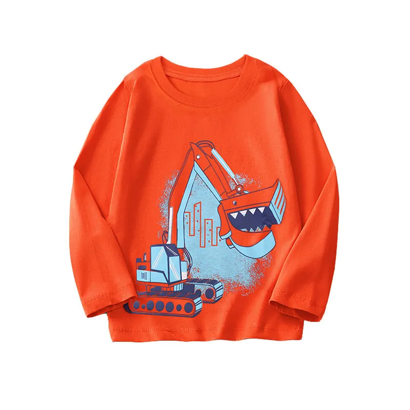 Boys’ Cartoon Cotton T-Shirt – 2025 Long Sleeve Tee