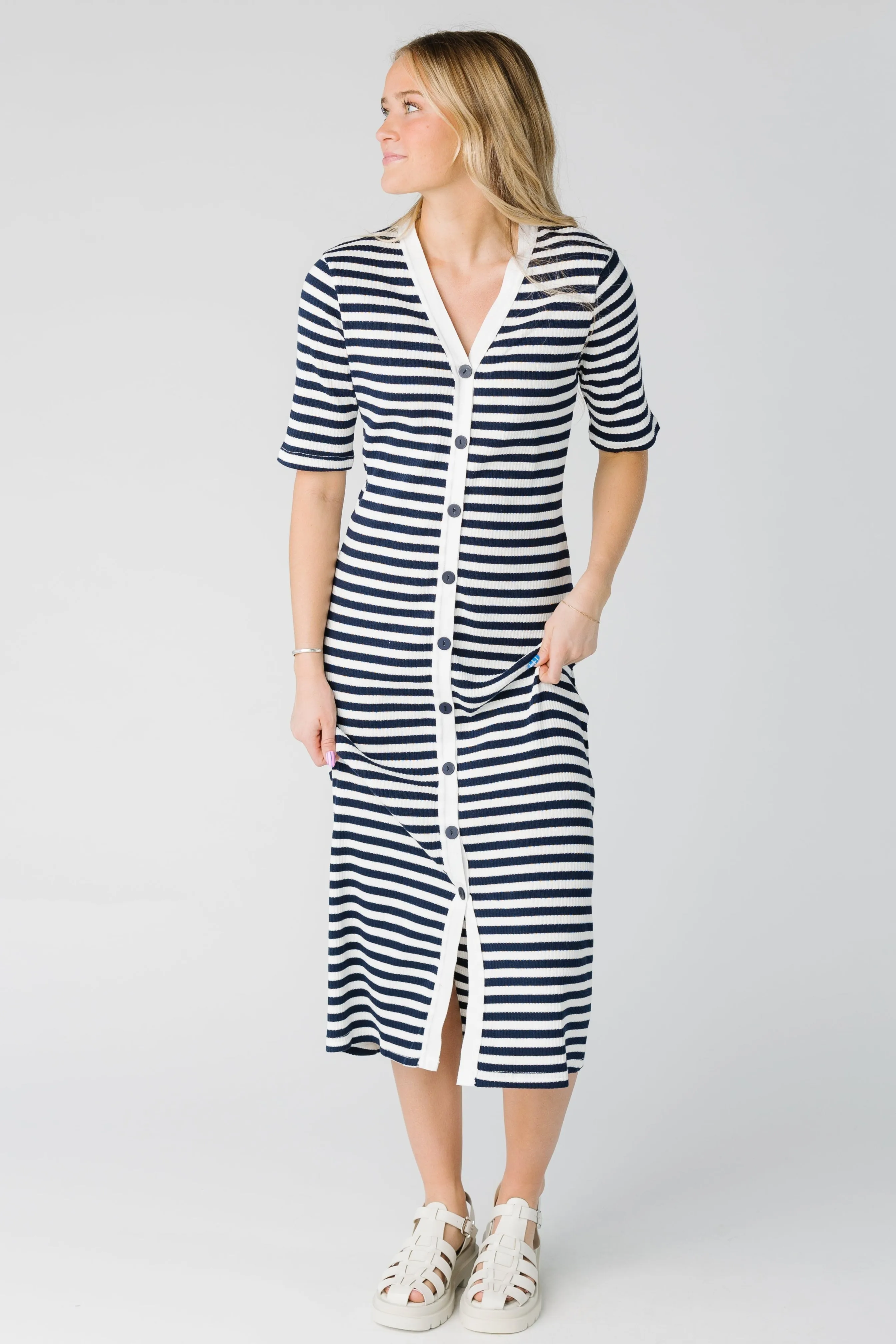 Brass & Roe Textures Stripe Dress