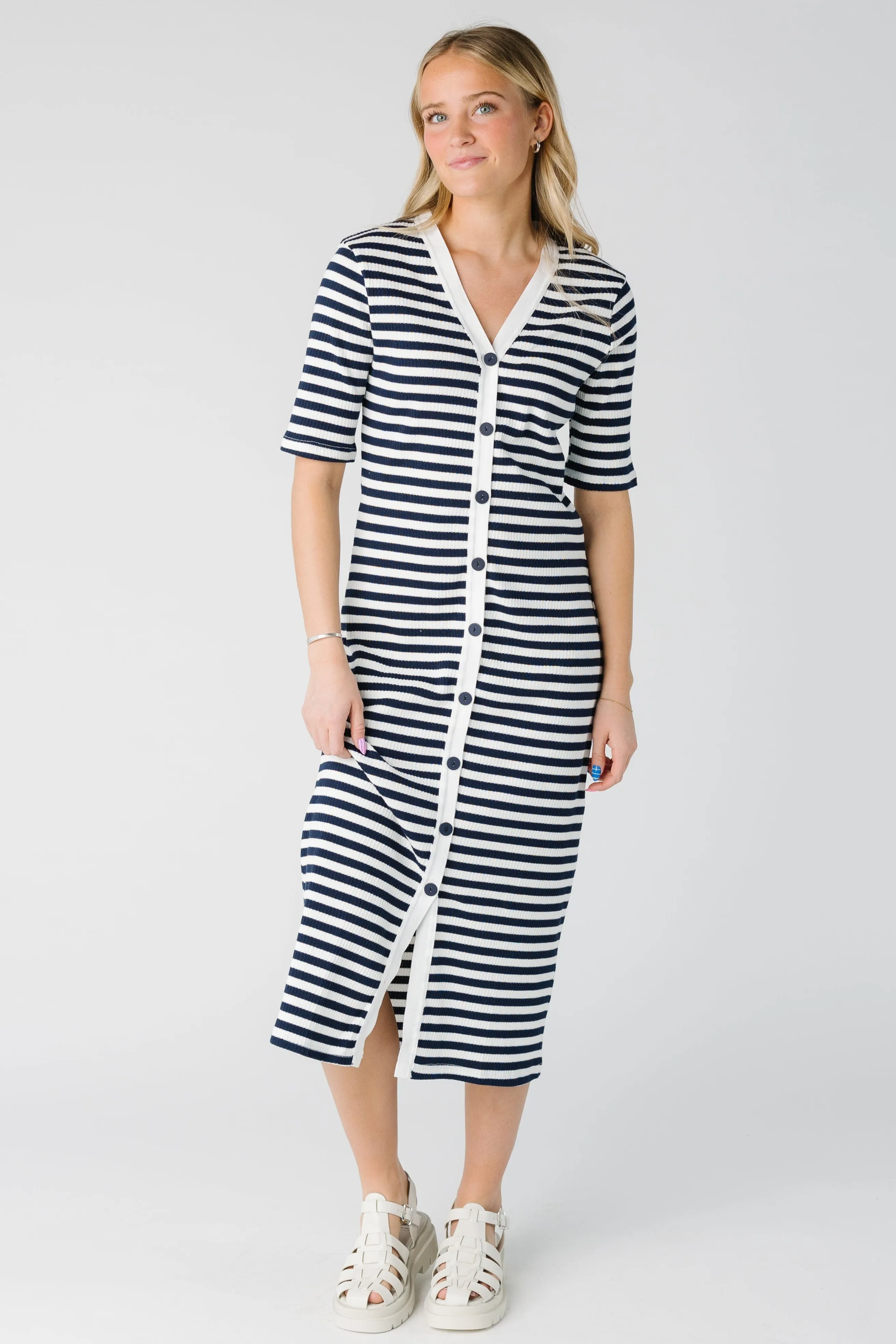 Brass & Roe Textures Stripe Dress