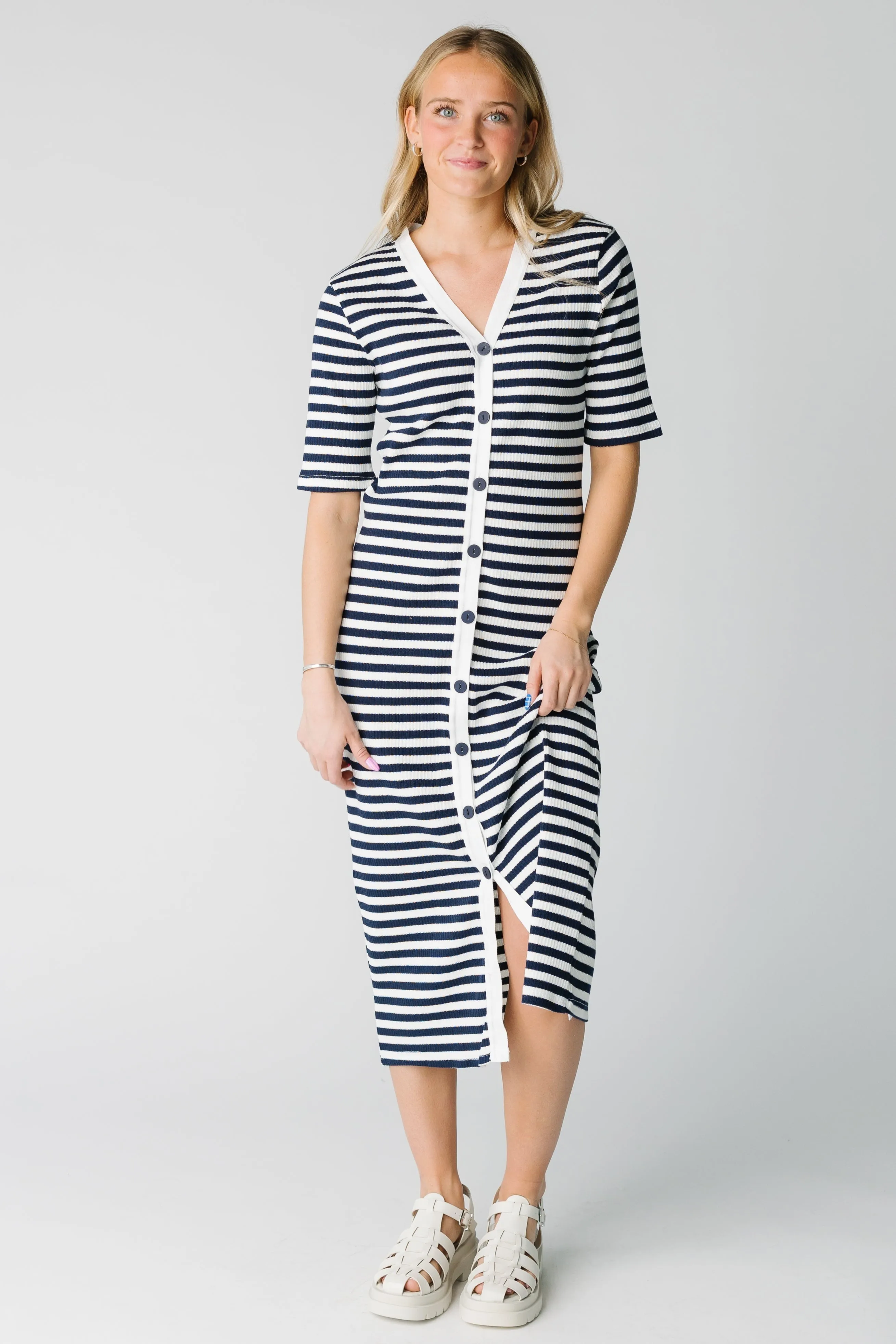 Brass & Roe Textures Stripe Dress