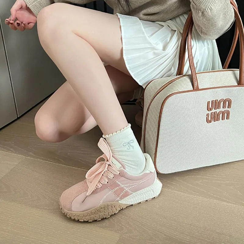 Breathable Leather Panel Sneakers