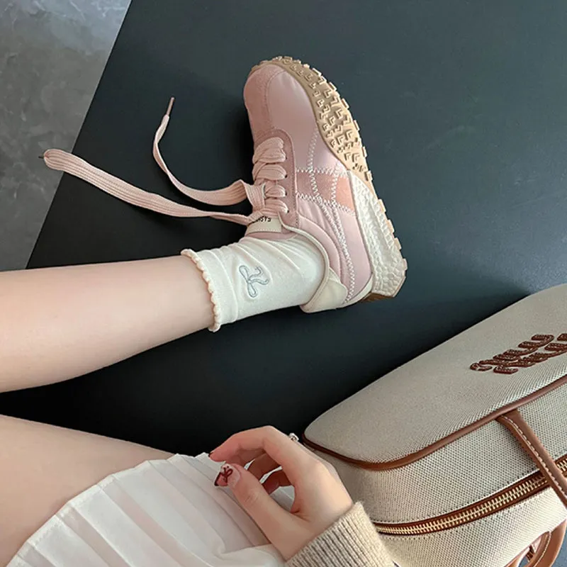 Breathable Leather Panel Sneakers