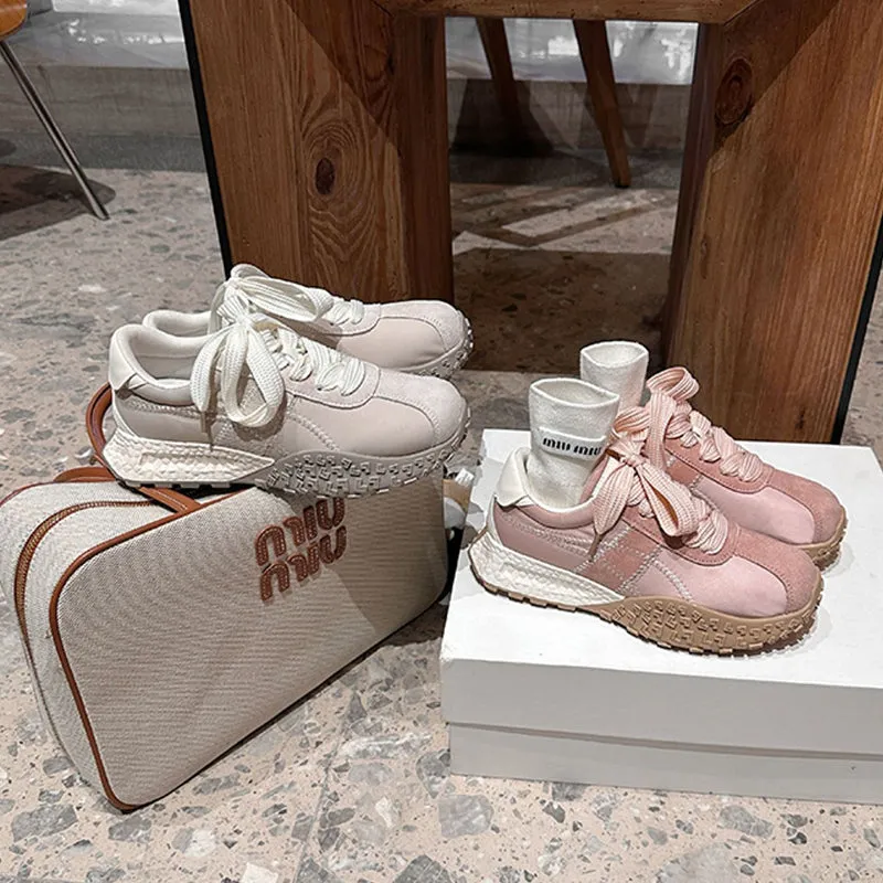 Breathable Leather Panel Sneakers