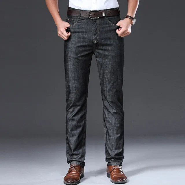 BROWON Brand 2020 Men Jeans Summer Thin Breathable Soft Mid Straight Regular Men's Jeans Trousers Vintage Mens Clothing