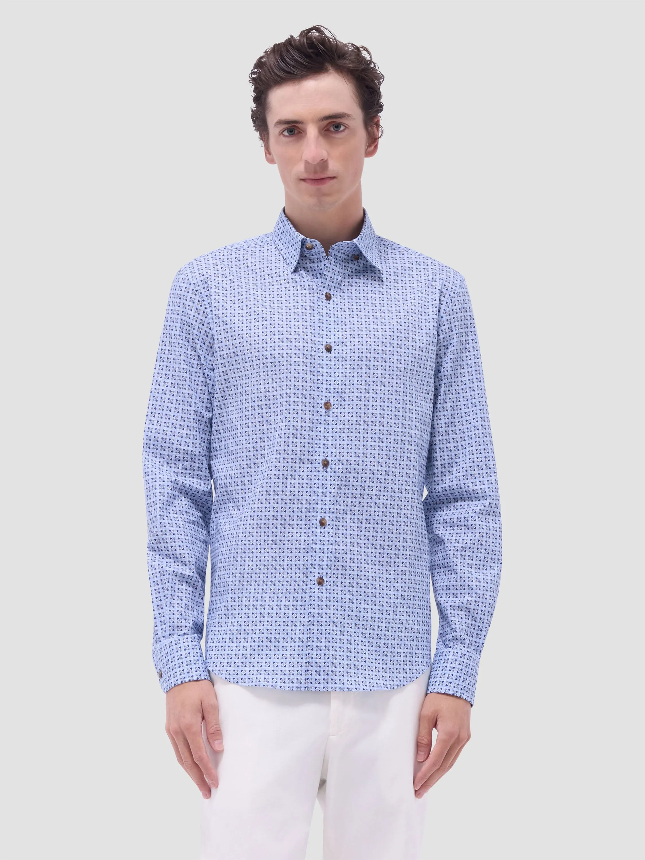 Bugatchi Karl Comfort Stretch Long-Sleeve Shirt - Cobalt
