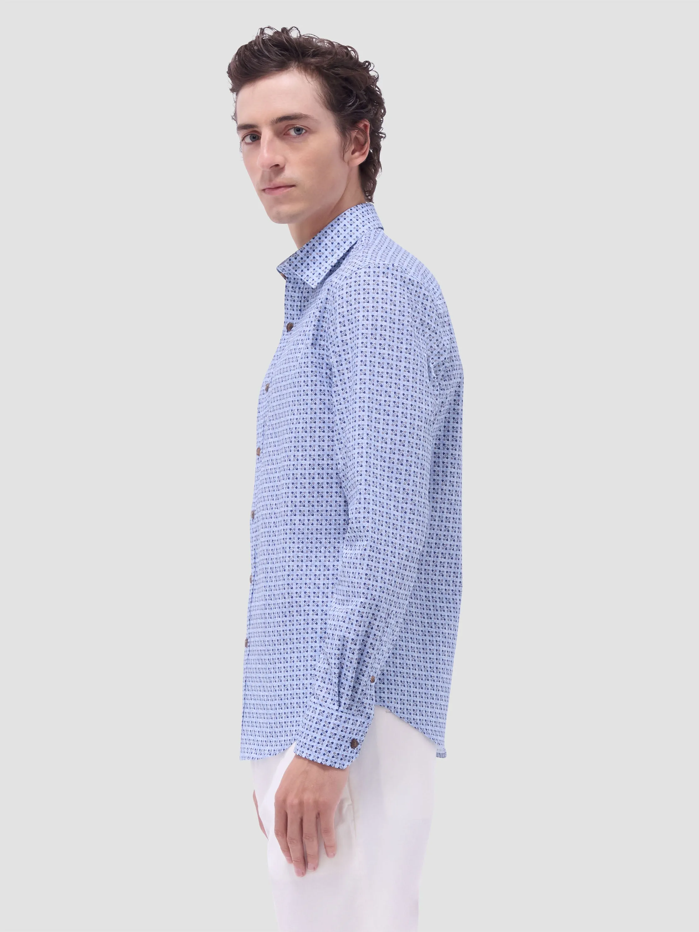 Bugatchi Karl Comfort Stretch Long-Sleeve Shirt - Cobalt