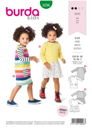 Burda Pattern 9296 Misses' Babies' Pull-On Dresses (1M-3)