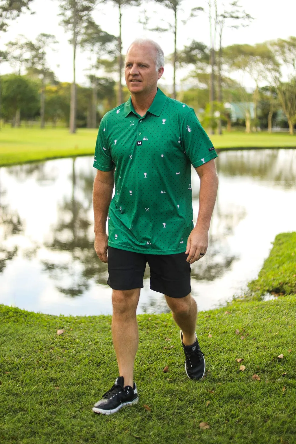 CA Statement Golf Shirt | Green & Lilac