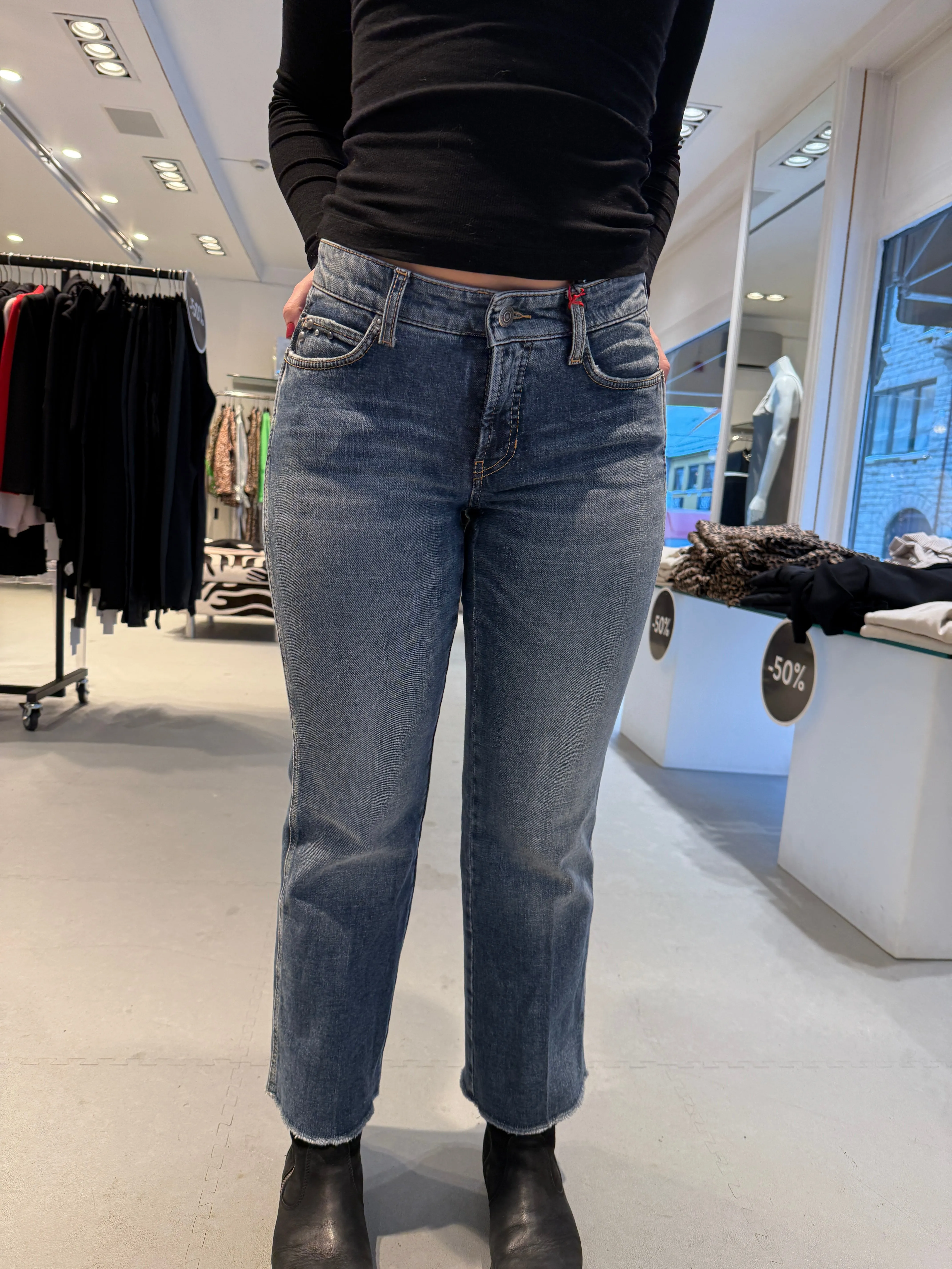 Cambio Francesca blå jeans med vintage look