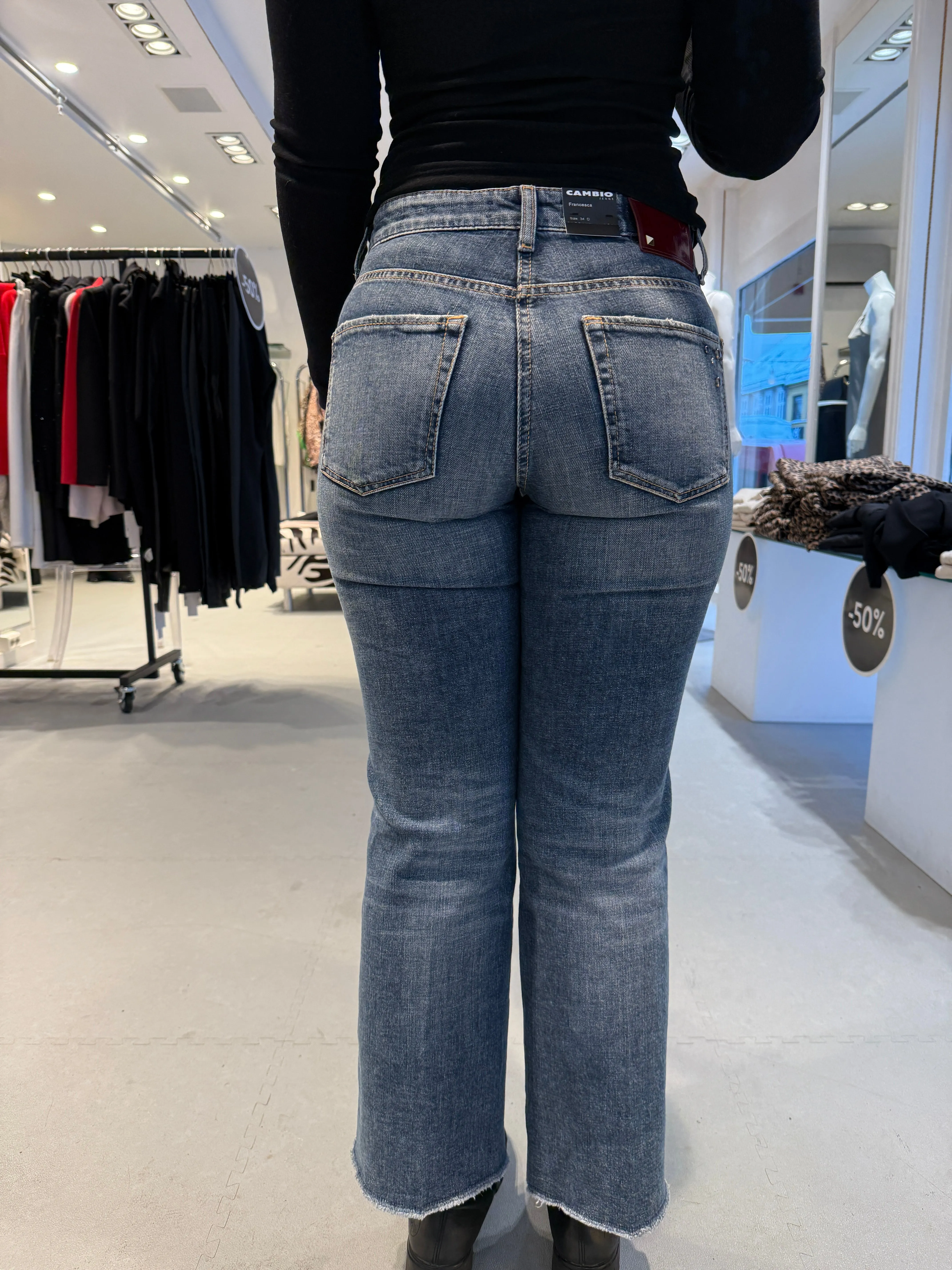 Cambio Francesca blå jeans med vintage look