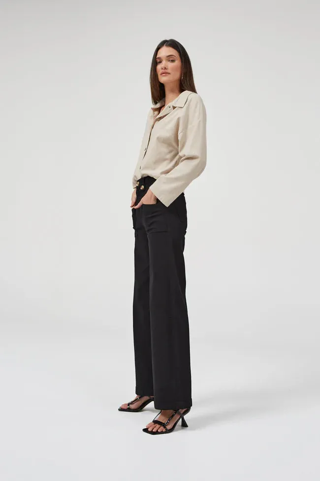 Carrie Black Wide Straight Leg Jeans