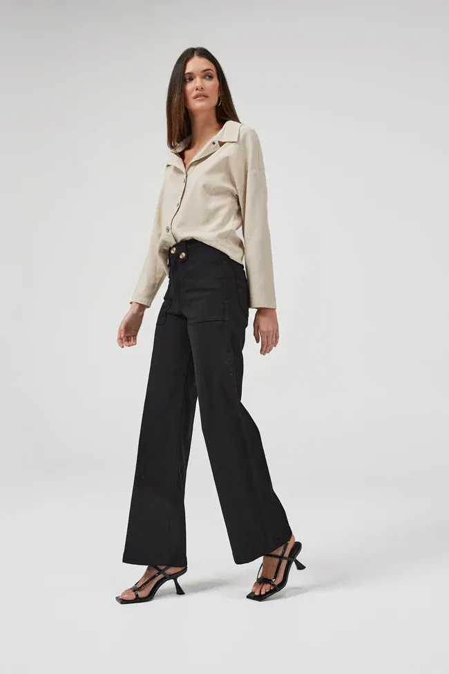 Carrie Black Wide Straight Leg Jeans