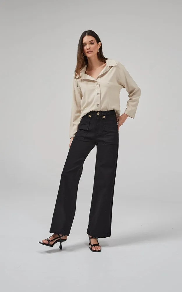 Carrie Black Wide Straight Leg Jeans