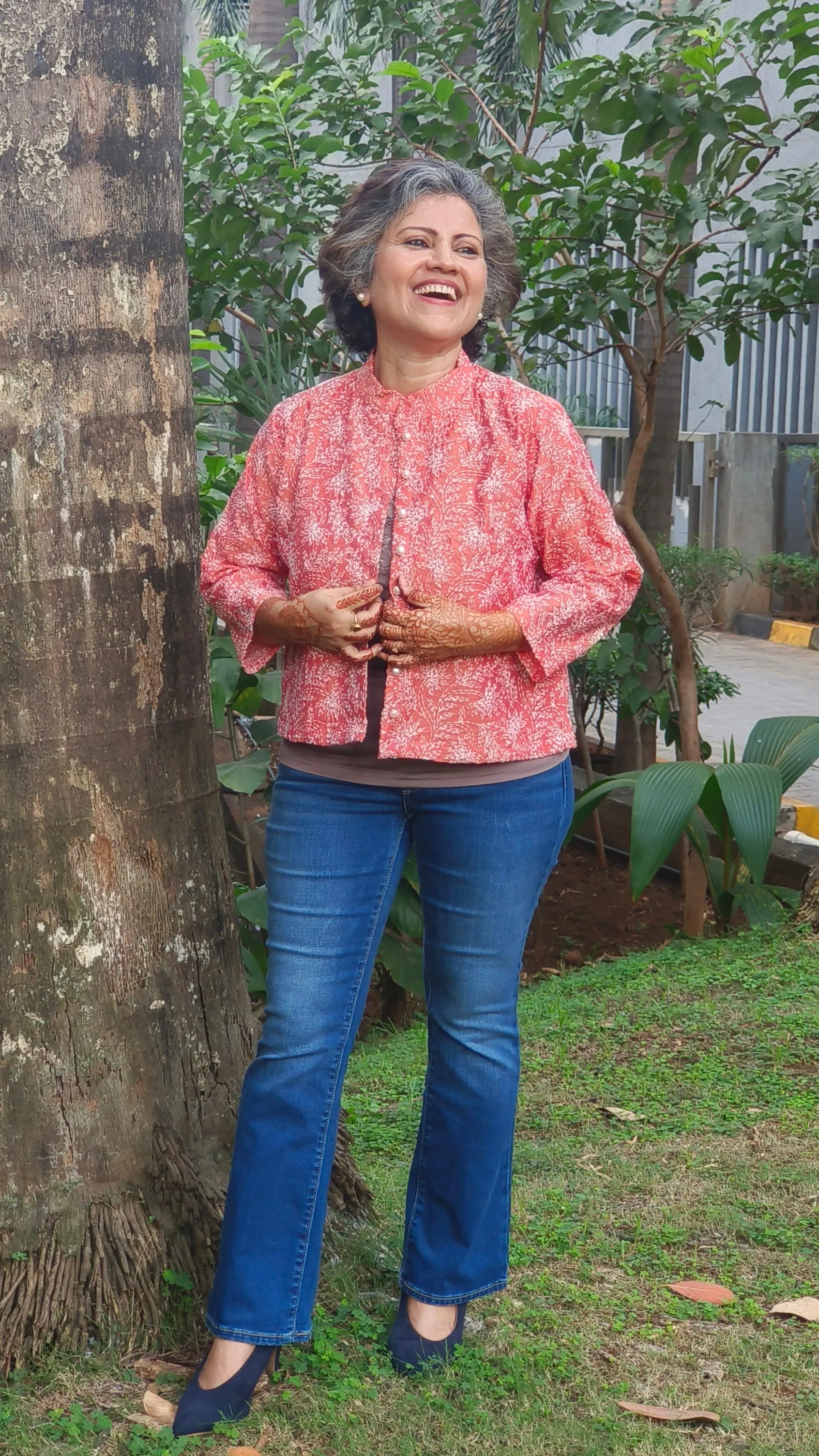 Chanderi silk peach jacket