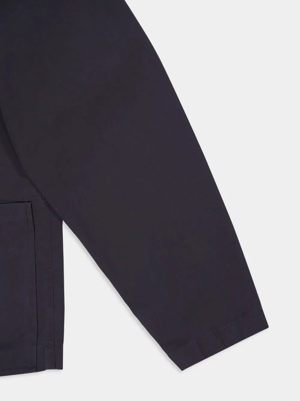 Charcoal Collarless Cotton Twill Overshirt