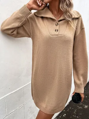 Chic Knit Sweater Dress with Button Detail