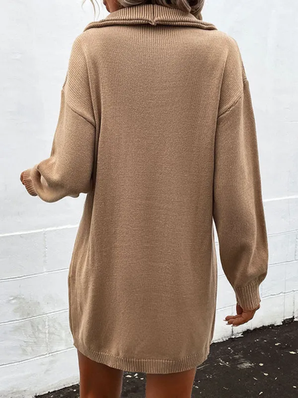Chic Knit Sweater Dress with Button Detail