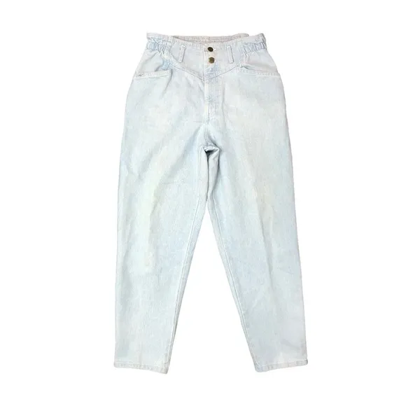Chic vintage mom jeans tapered leg light wash 1980s 80s high rise size 14P
