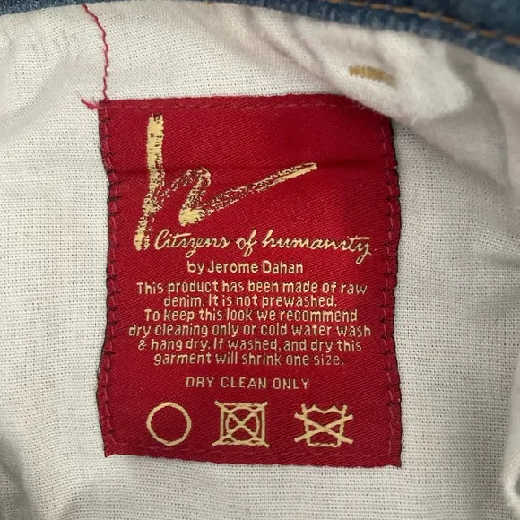 Citizens of Humanity Jerome Dahan Blue Bootleg/Flare Jeans Sz W27 Raw Denim Y2K