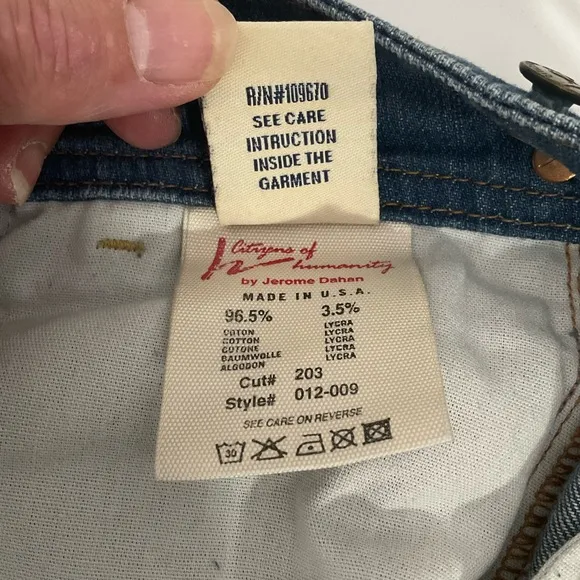 Citizens of Humanity Jerome Dahan Blue Bootleg/Flare Jeans Sz W27 Raw Denim Y2K