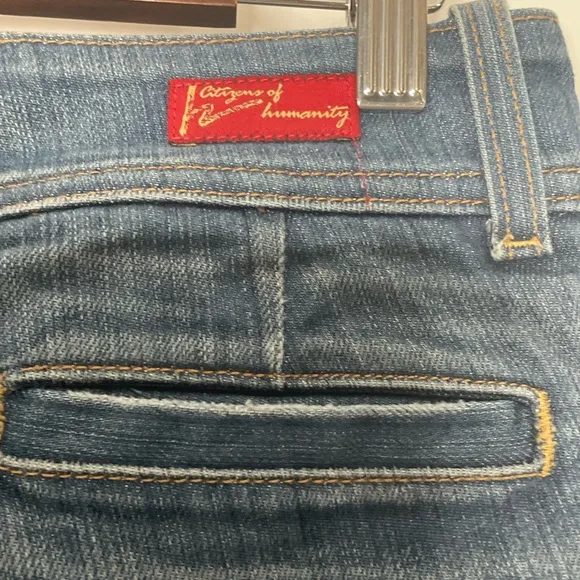 Citizens of Humanity Jerome Dahan Blue Bootleg/Flare Jeans Sz W27 Raw Denim Y2K