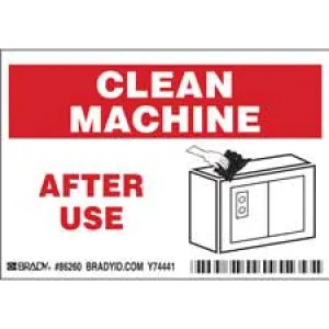 CLEAN MACHINE AFTER USE Labels
