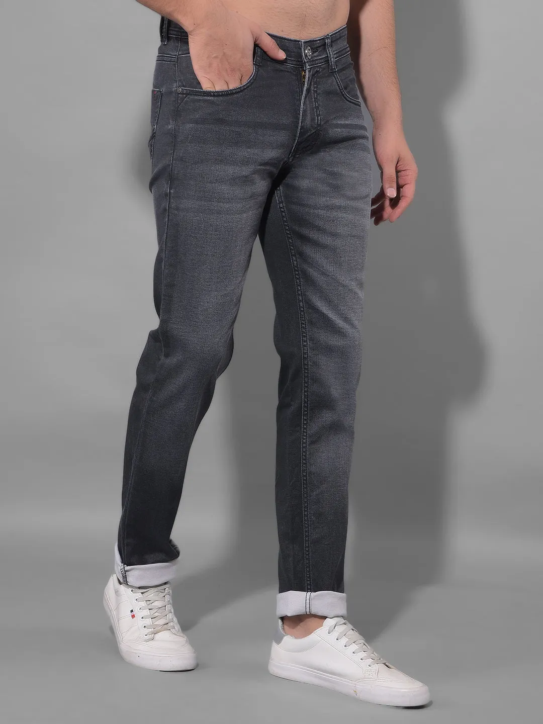 COBB Charcoal Grey Narrow Fit Premium Jeans