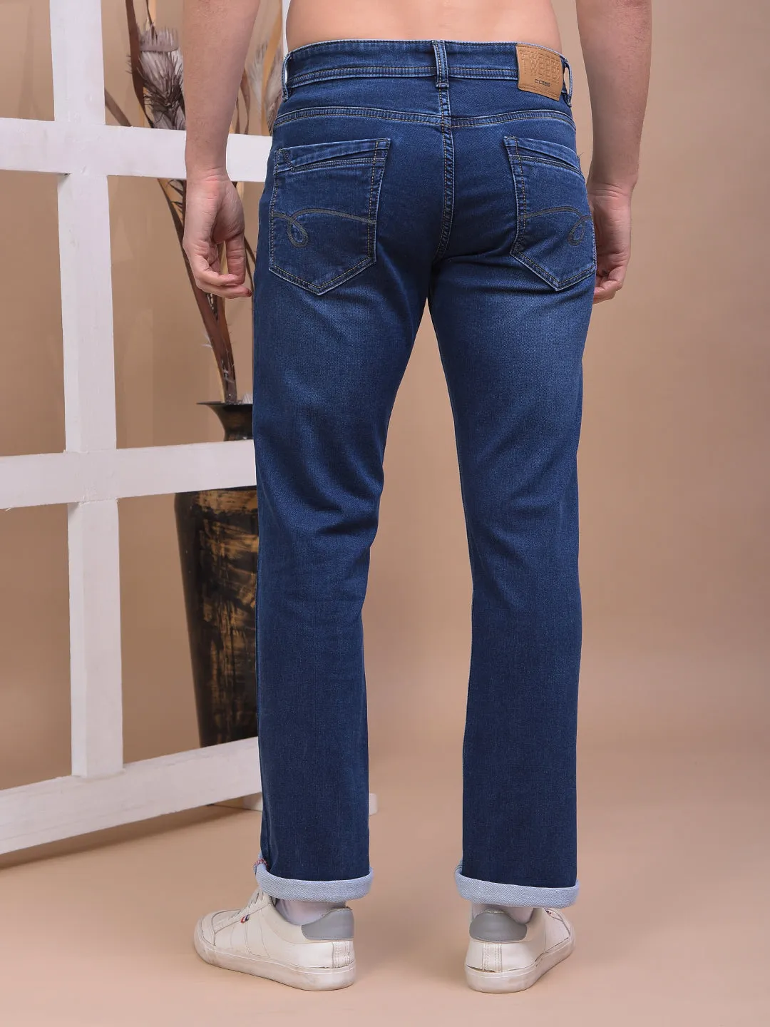 COBB DARK BLUE STRAIGHT-FIT PREMIUM JEANS