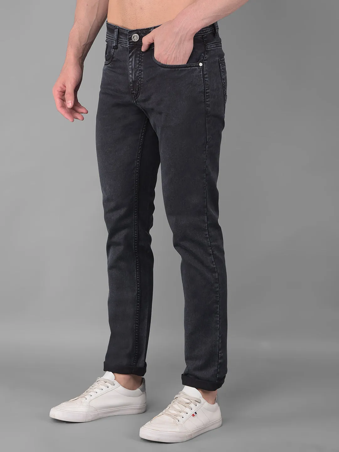 COBB Dark Grey Narrow Fit Premium Jeans