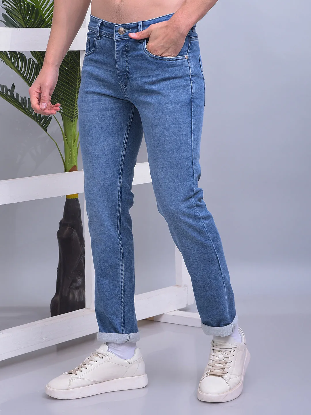 COBB DUSTY BLUE NARROW-FIT PREMIUM JEANS