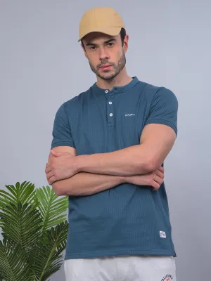 COBB SOLID TEAL BLUE ROUND NECK T-SHIRT
