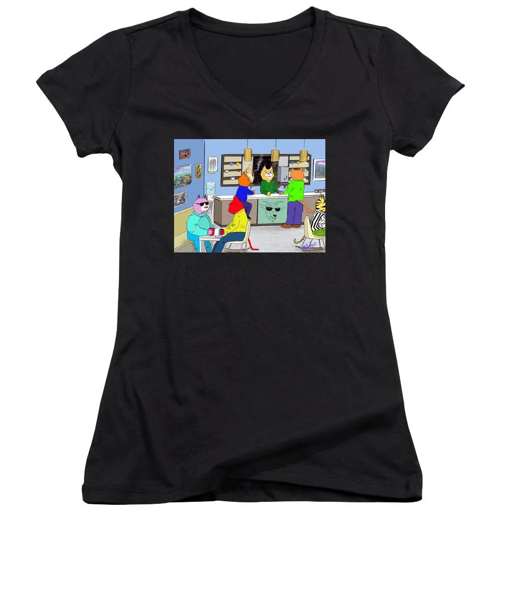 Coffee Cats - Women's V-Neck T-Shirt (Junior Cut)
