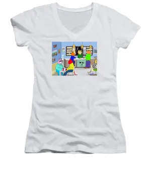 Coffee Cats - Women's V-Neck T-Shirt (Junior Cut)