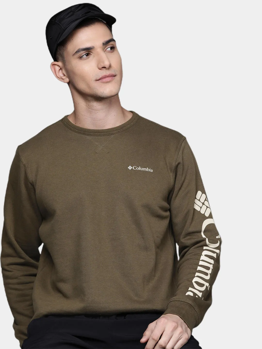 Columbia Men Green M Columbia Logo Fleece Crew Fleece Jacket