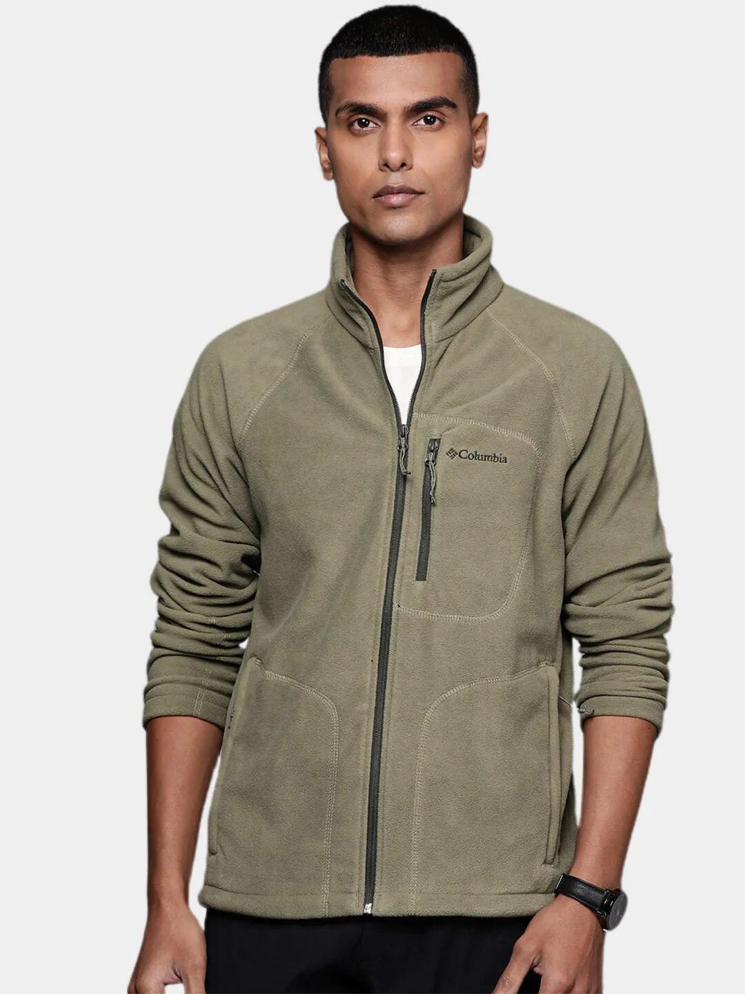 Columbia Men Olive Fast Trek II Full Zip Fleece Jacket