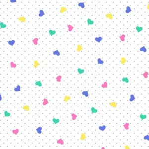 Comfy Flannel White w/ Pastel Hearts 50441-124 BTY