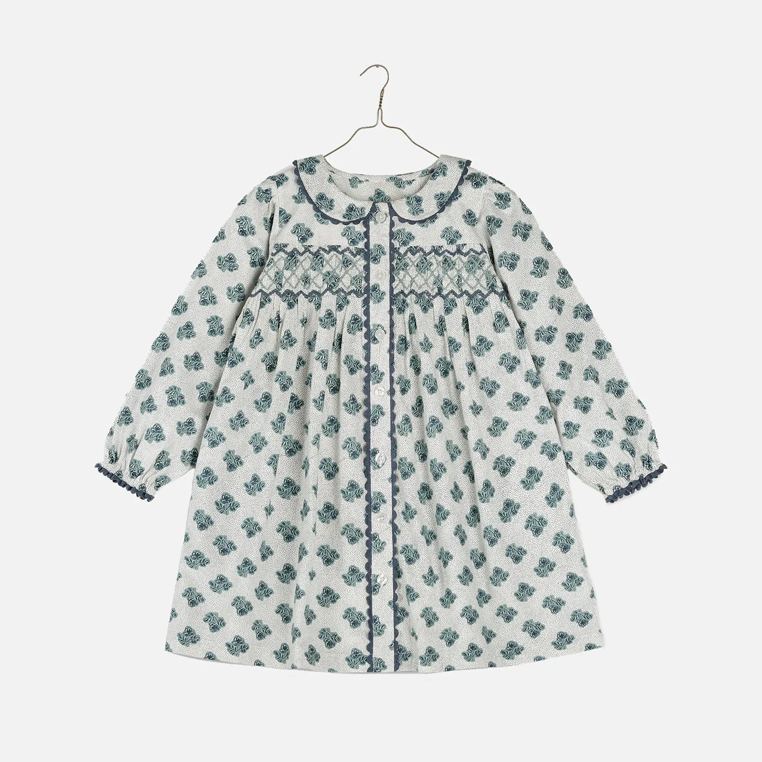Cotton Kate Dress - Hollyhock Floral Teal