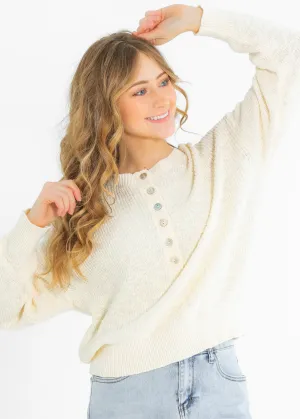 Cotton Quarter Button Knit Sweater