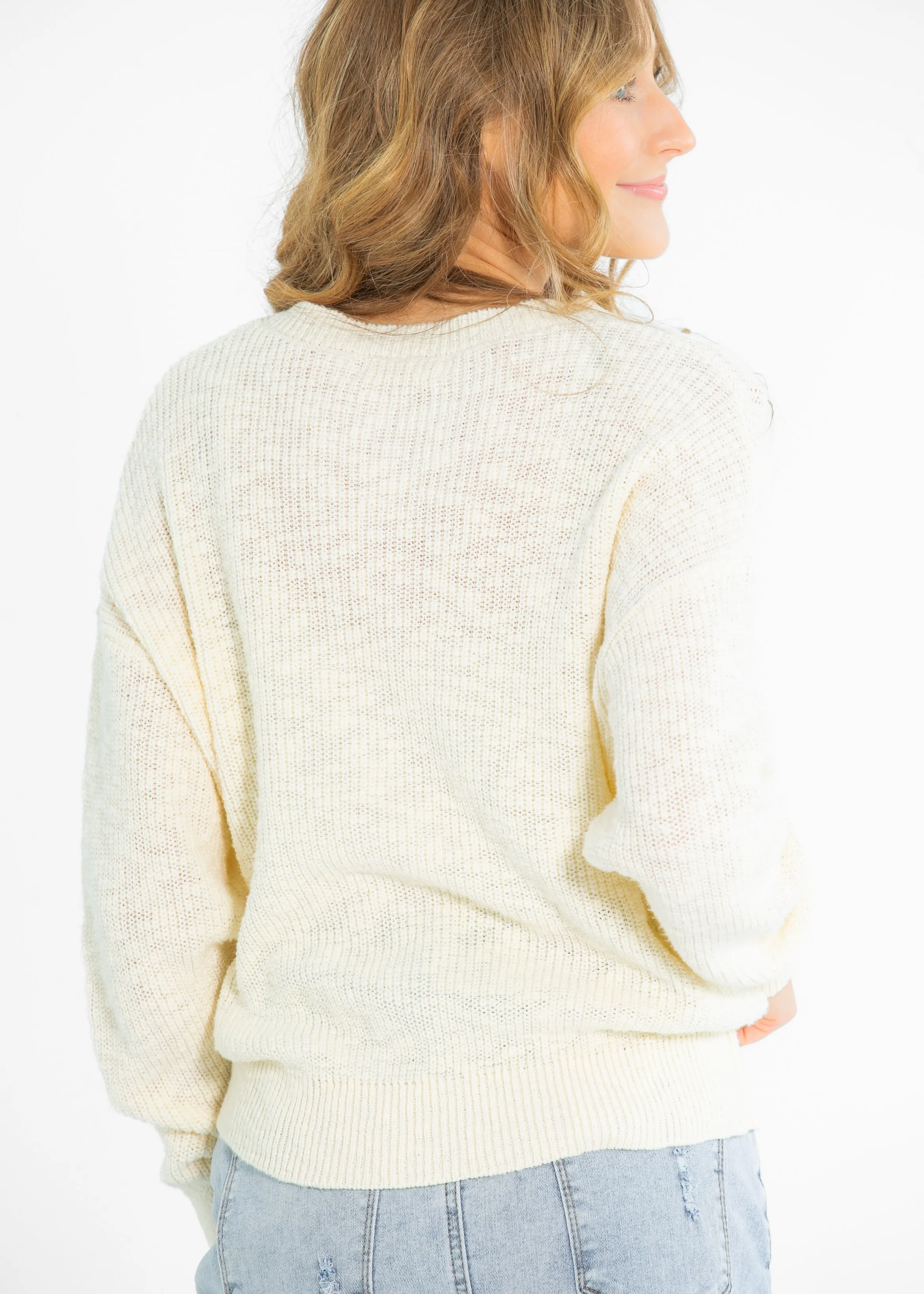 Cotton Quarter Button Knit Sweater