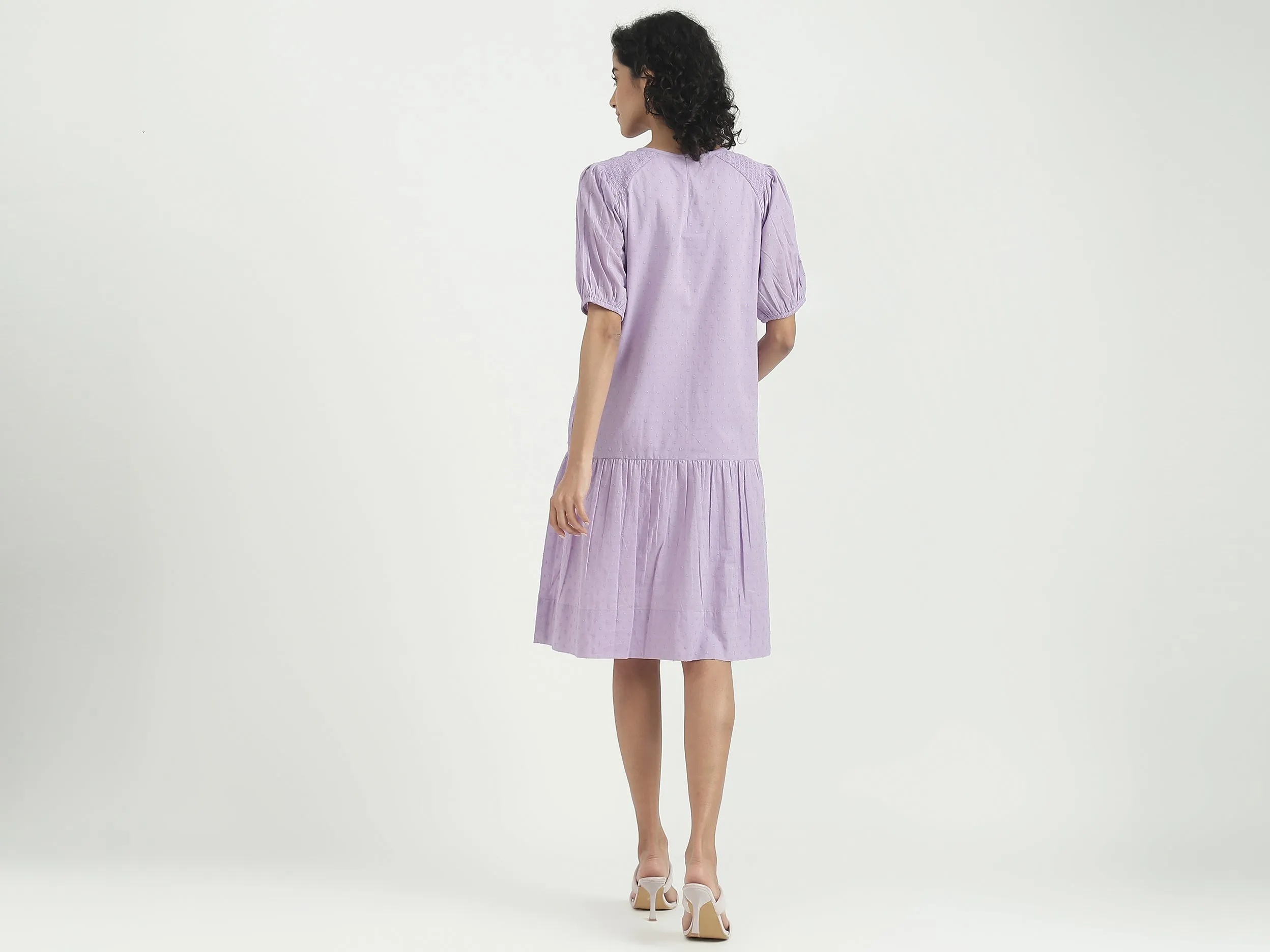 Cotton Solid Round Neck Women Dresses