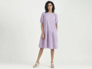 Cotton Solid Round Neck Women Dresses