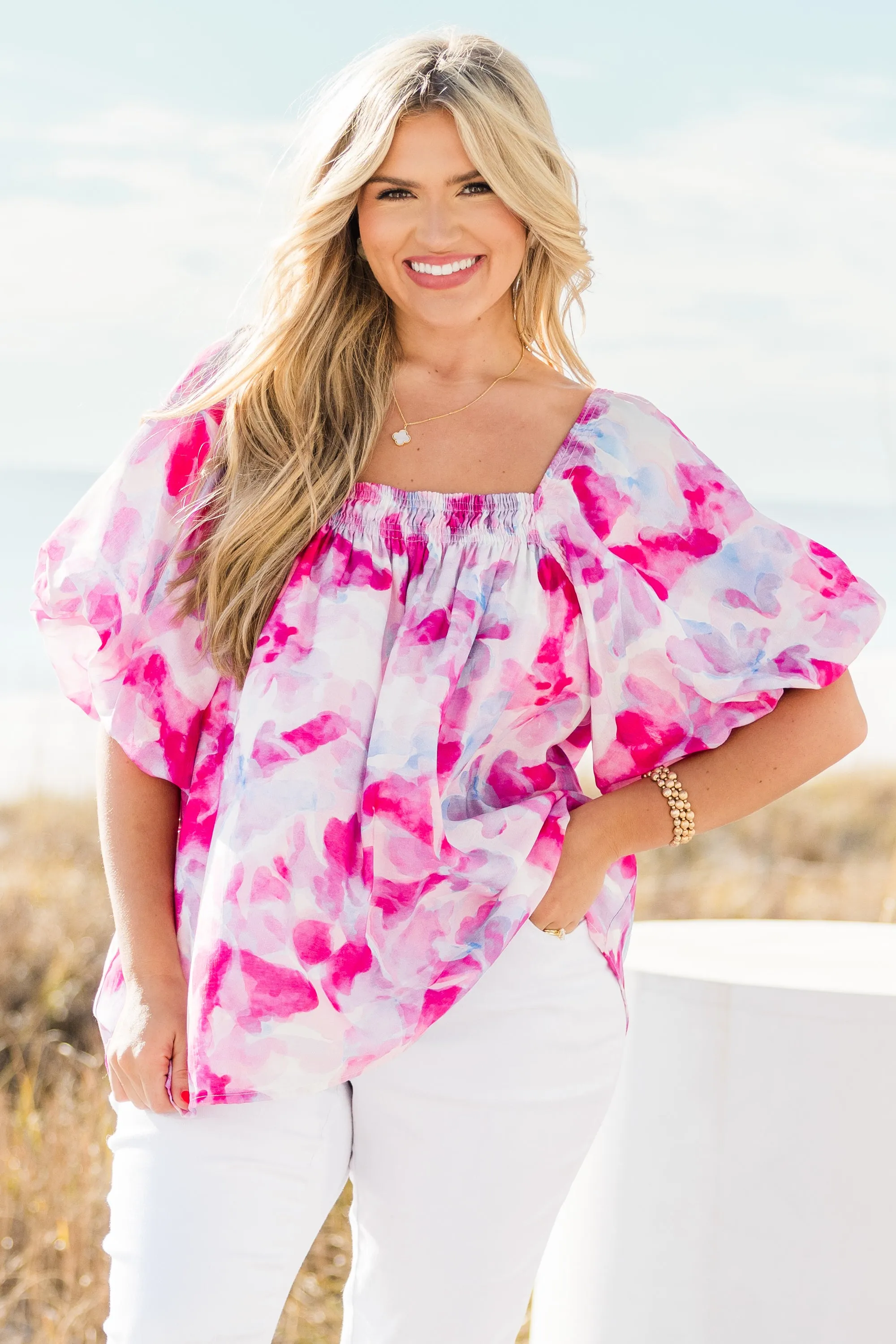 Cozy Love Top, Pink Watercolor