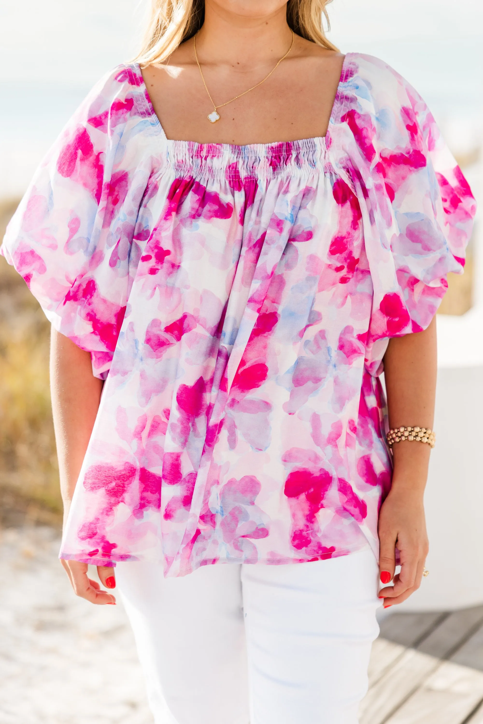 Cozy Love Top, Pink Watercolor