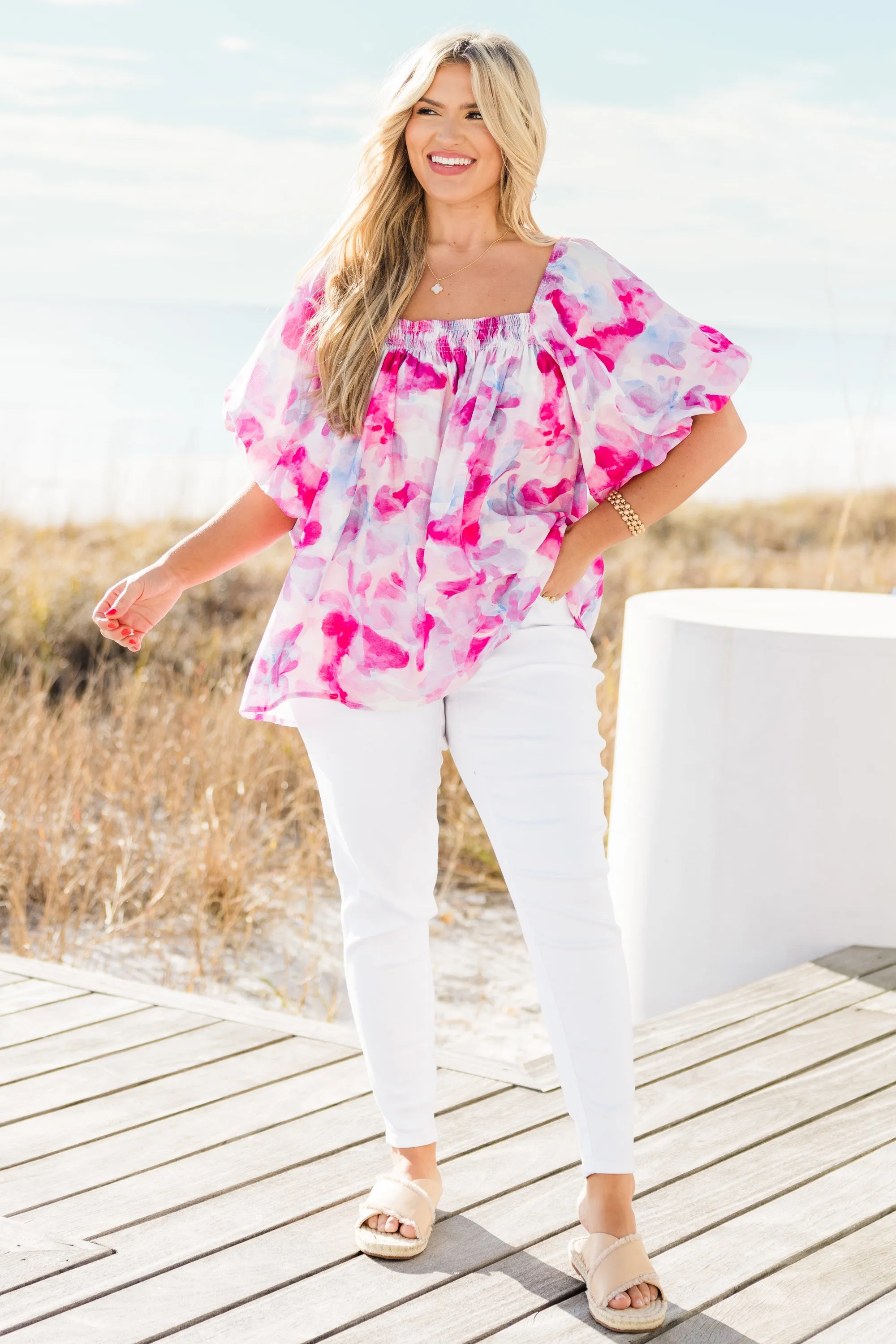 Cozy Love Top, Pink Watercolor