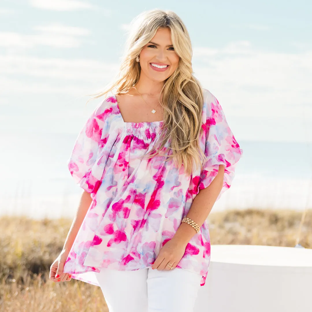 Cozy Love Top, Pink Watercolor