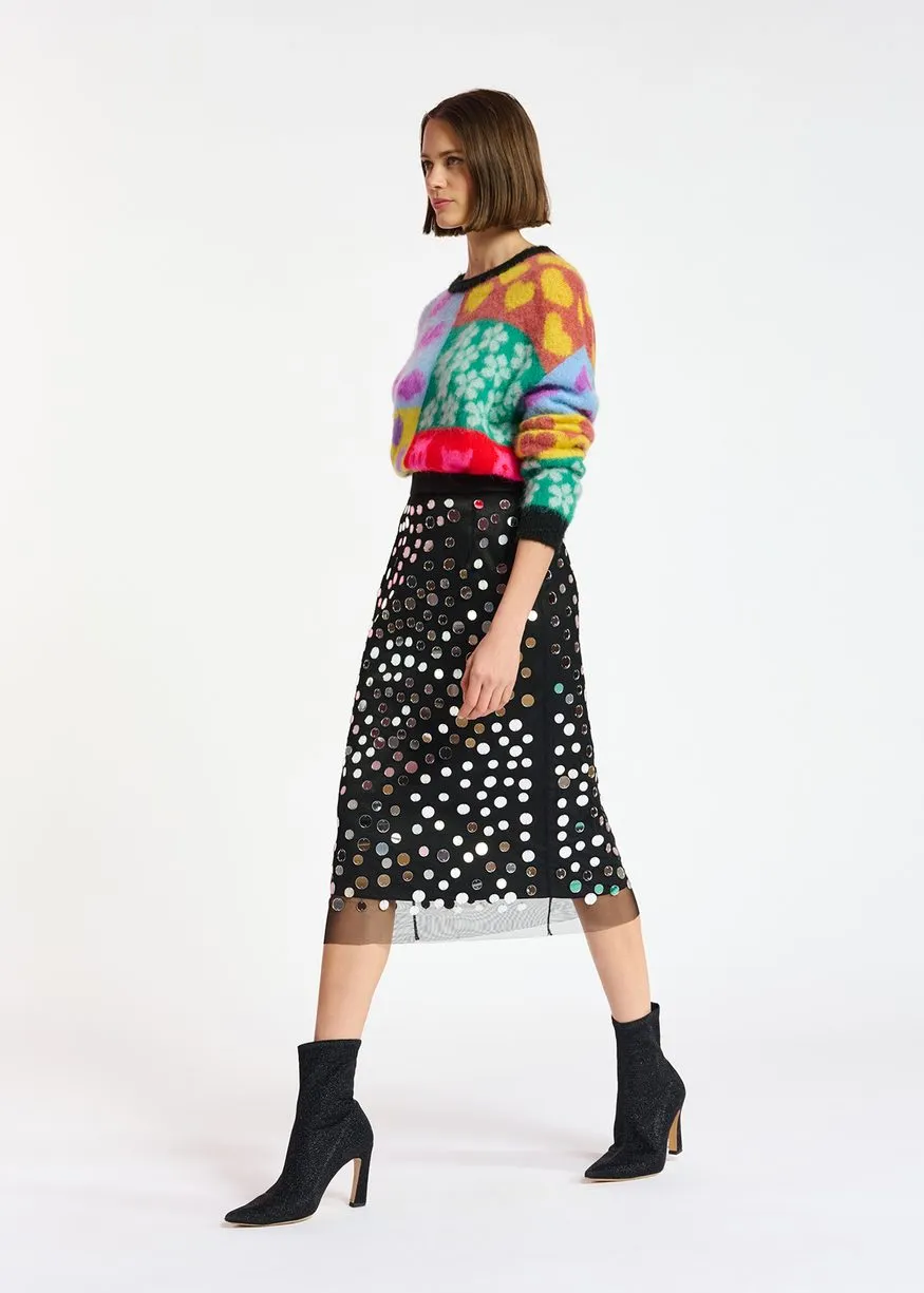 Crescent Skirt - Black Mirror