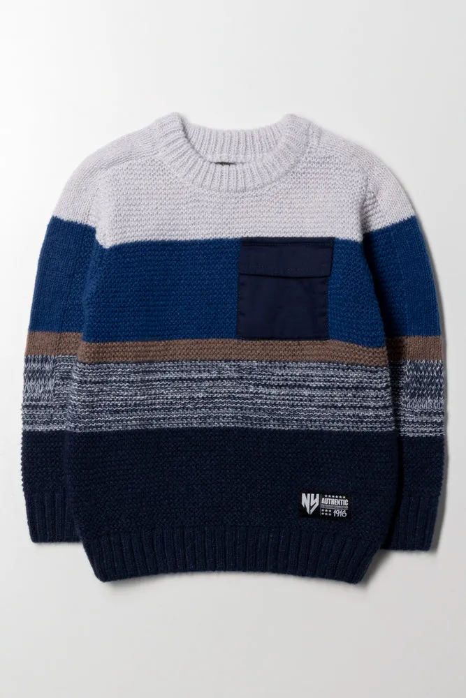 Crew Neck Jersey Blue & Natural