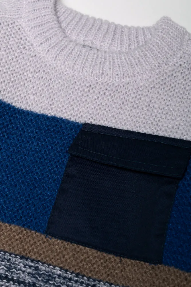 Crew Neck Jersey Blue & Natural