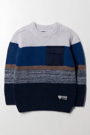 Crew Neck Jersey Blue & Natural